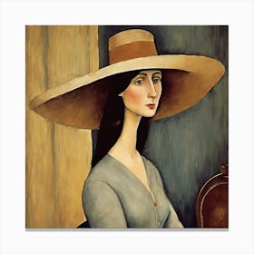 Jean Hebuterne With Large Hat, Amedeo Modigliani Living Room Hallway Art Print Canvas Print