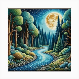 Moonlight In The Forest 3 Canvas Print