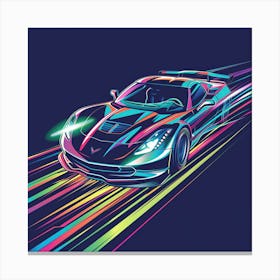 Neon Racing Car Canvas Print