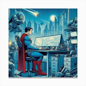 Superman At Work Canvas Print