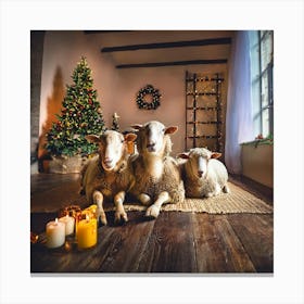 Firefly Sheep, Family, Meeting, Christmas, Candles, Christmas Tree, Baubles, Star, Festive, Holiday, (1) Canvas Print