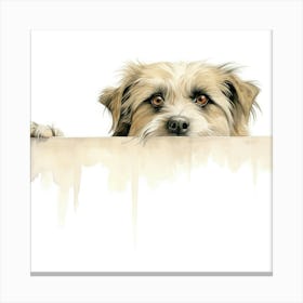 Dog Peeking Over The Wall 35 Canvas Print