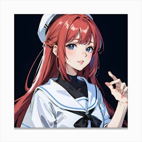 Anime Girl With Red Hair 3 Canvas Print