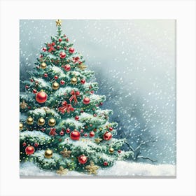 Christmas Tree In The Snow 4 Canvas Print