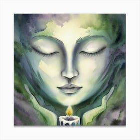 Meditative Woman With Candle Canvas Print