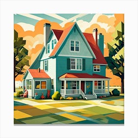 Three Level Farmhouse Cubism Style Canvas Print