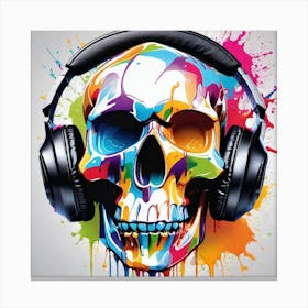 Skull With Headphones 21 Canvas Print