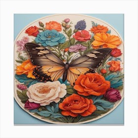 Butterfly And Flowers Canvas Print