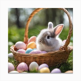 Easter Bunny In Basket 14 Canvas Print