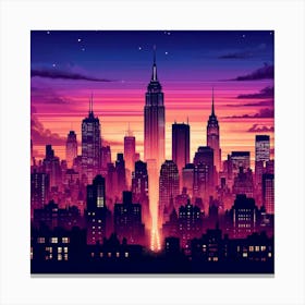 Cityscape Skyline At Dusk Canvas Print