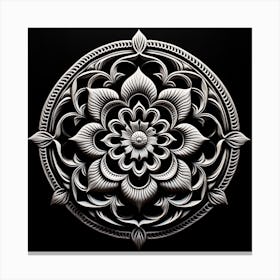 Mandala On Black Background Canvas Print