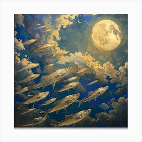 Flying Sardines Surreal Skyscape Canvas Print