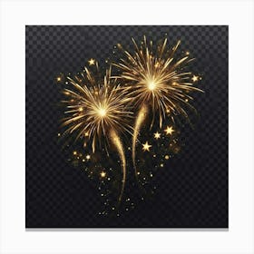 Golden Fireworks On Transparent Background Canvas Print