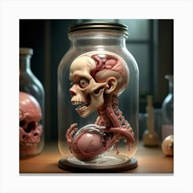 Skull In A Jar Canvas Print