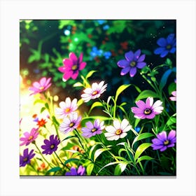 Default Happy Flowers Art Print 3 Canvas Print