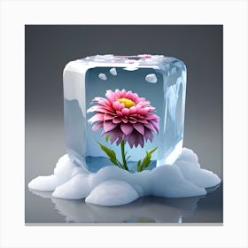 Flower In Ice Cube Canvas Print