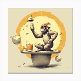 Monkey In A Cup Canvas Print