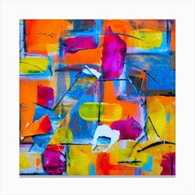 Abstract Painting, Acrylic On Canvas, Orange Color Canvas Print