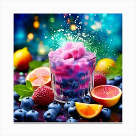 Firework Over A Blueberry Fruit Mash Up Canvas Print