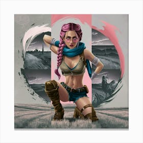 Girl With Pink Hair 2 Canvas Print