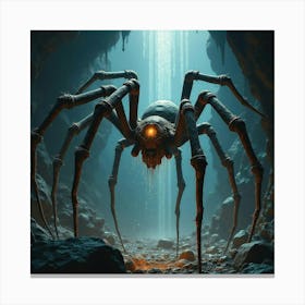 A Giant Spider With Glittering Webs Stretching Across A Cavern 1 Canvas Print