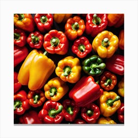 Colorful Peppers On Black Background 8 Canvas Print