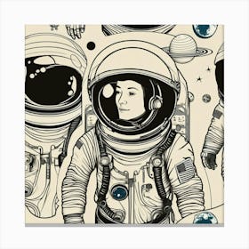 Astronauts In Space 3 Canvas Print