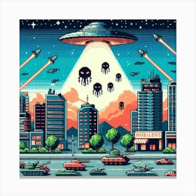 8-bit alien invasion 1 Canvas Print