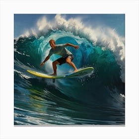 Surfer Riding A Wave Canvas Print