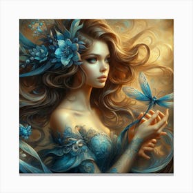 Fairytale Girl With Dragonfly Canvas Print