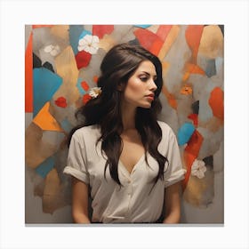 Girl In Front Of A Painting Canvas Print