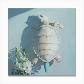 Turtle With Flowers 1 Canvas Print