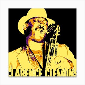 Clarence Clemons American Saxophonist Legend in Pop Art 2 Canvas Print