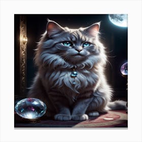 Cat With Crystals Canvas Print