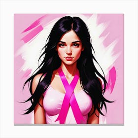 Women Breast Cancer Awareness background in Pink Ribbon international symbol for month October clipart and poster clipart and wall art 23 Canvas Print