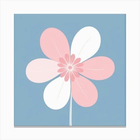 A White And Pink Flower In Minimalist Style Square Composition 148 Canvas Print