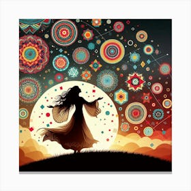 Boho Woman In The Moonlight Canvas Print