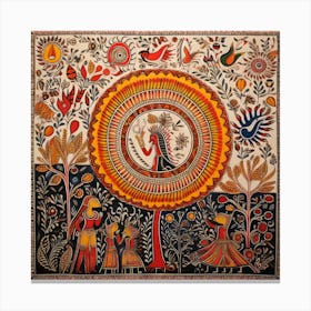 Person, Indian Painting Madhubani Painting Indian Traditional Style Canvas Print