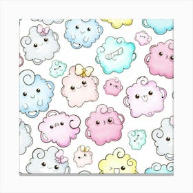 Cute Doodle Cartoon Seamless Pattern Canvas Print