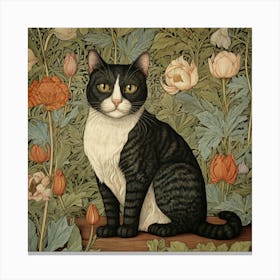 Cat With Flowers 1 Canvas Print