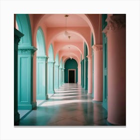 Pink Hallway - Hallway Stock Videos & Royalty-Free Footage 2 Canvas Print
