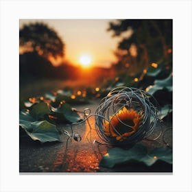 Sunflower At Sunset Canvas Print