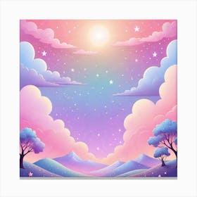 Sky With Twinkling Stars In Pastel Colors Square Composition 320 Canvas Print