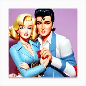 Marilyn Monroe Barbie and Elvis Presley Ken Canvas Print