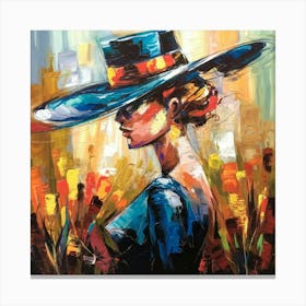 Lady In Blue Hat Canvas Print