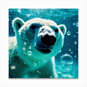 Under the Sea, Polar Bear Cub Swimming 3 Canvas Print