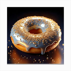 Firefly Whimsical 3d Porcelain Donut With Gold Sprinkles And Ethereal Glow 59265 Canvas Print