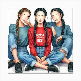 3 faceless sisters Canvas Print
