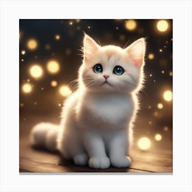 White Cat With Blue Eyes Canvas Print