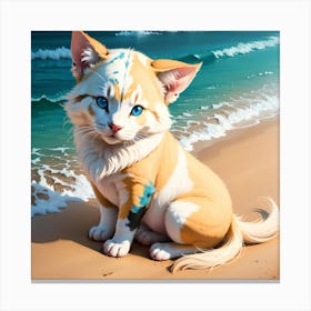 Kitten On The Beach Canvas Print